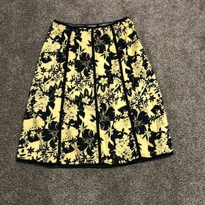 Mariposa Black and Yellow Floral A-Line Skirt